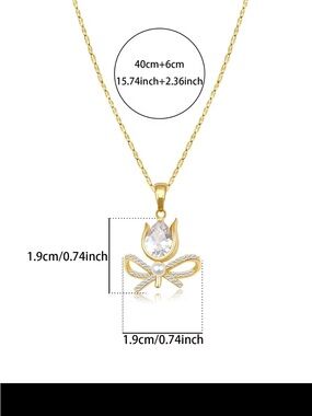 Gold Bow & Teardrop Pendant Necklace - Women Jewelry